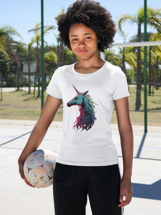 Girl's Unicorn Crew Neck T-Shirt